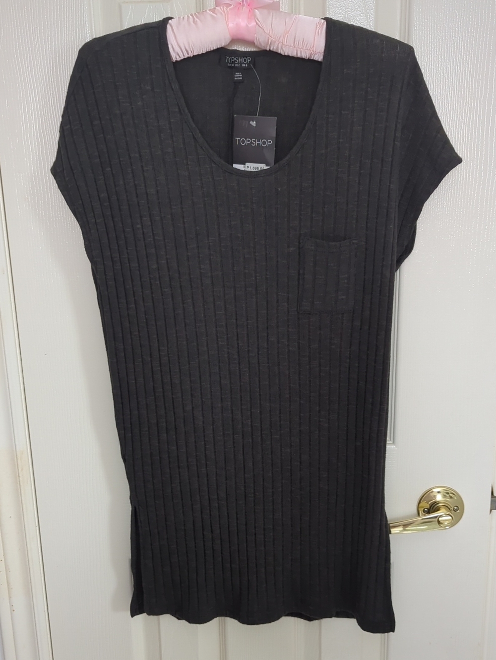 Topshop Black Ribbed Midi T-Shirt Dress NWT